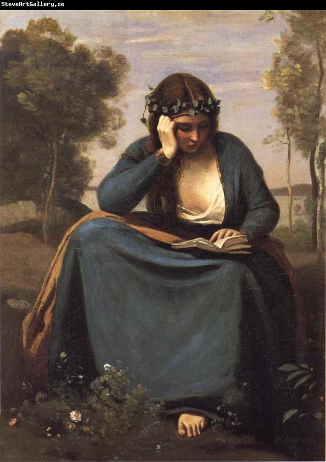 Corot Camille Reader crowned of flowers or The Muse of virgil